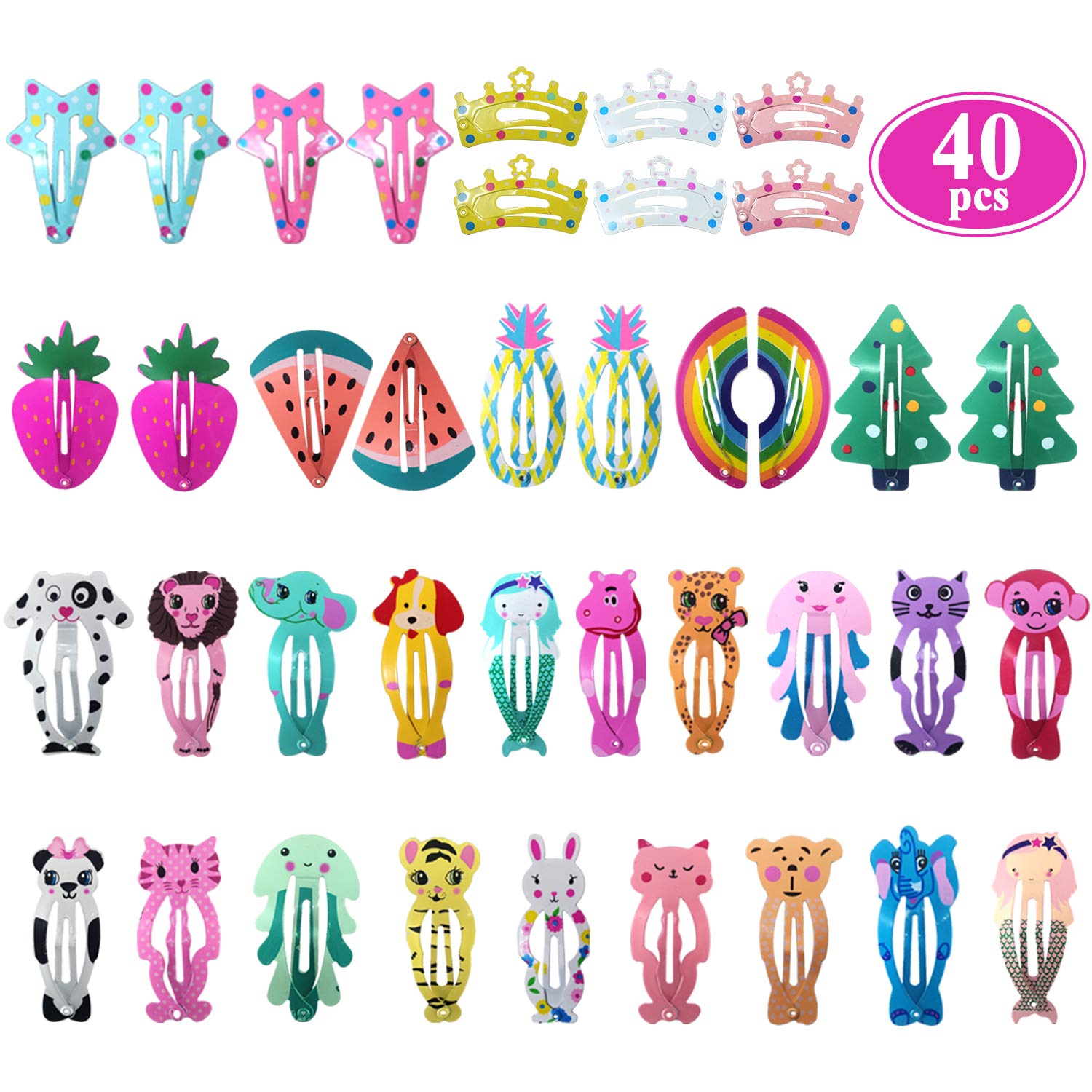 Funtopia floral and solid color drop shaped clips for girls side view