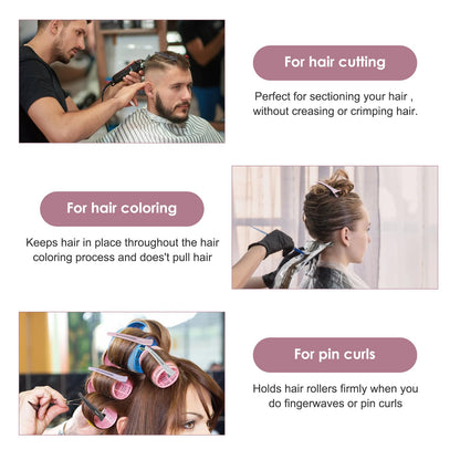 AIMIKE black salon hair cutting clips holding thick hair sections securely without leaving creases