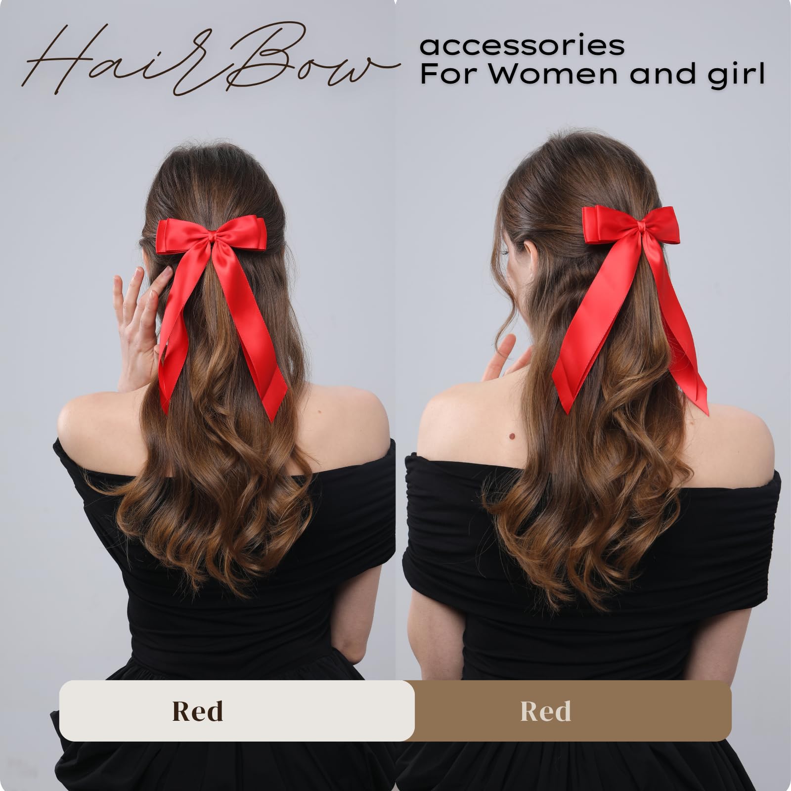 Close up of LuSeren red double layer hair accessory texture