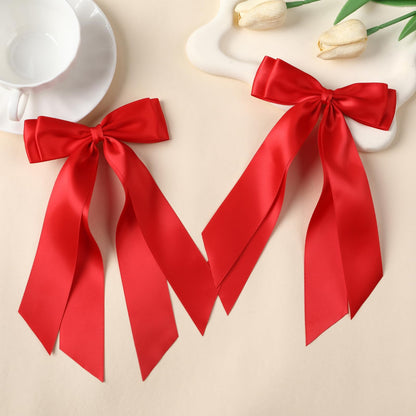 LuSeren hair bows for kids and women red ribbon set