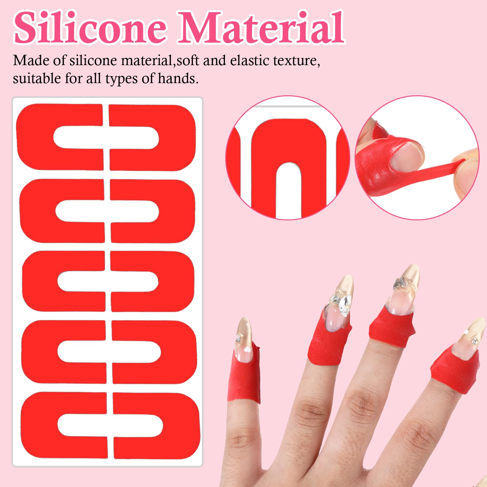 Flexible PET nail protectors being peeled off after successful nail art application