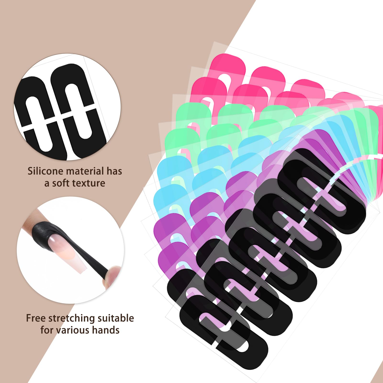 Five vibrant colors of Gjinxi disposable peel-off nail art stickers arranged together