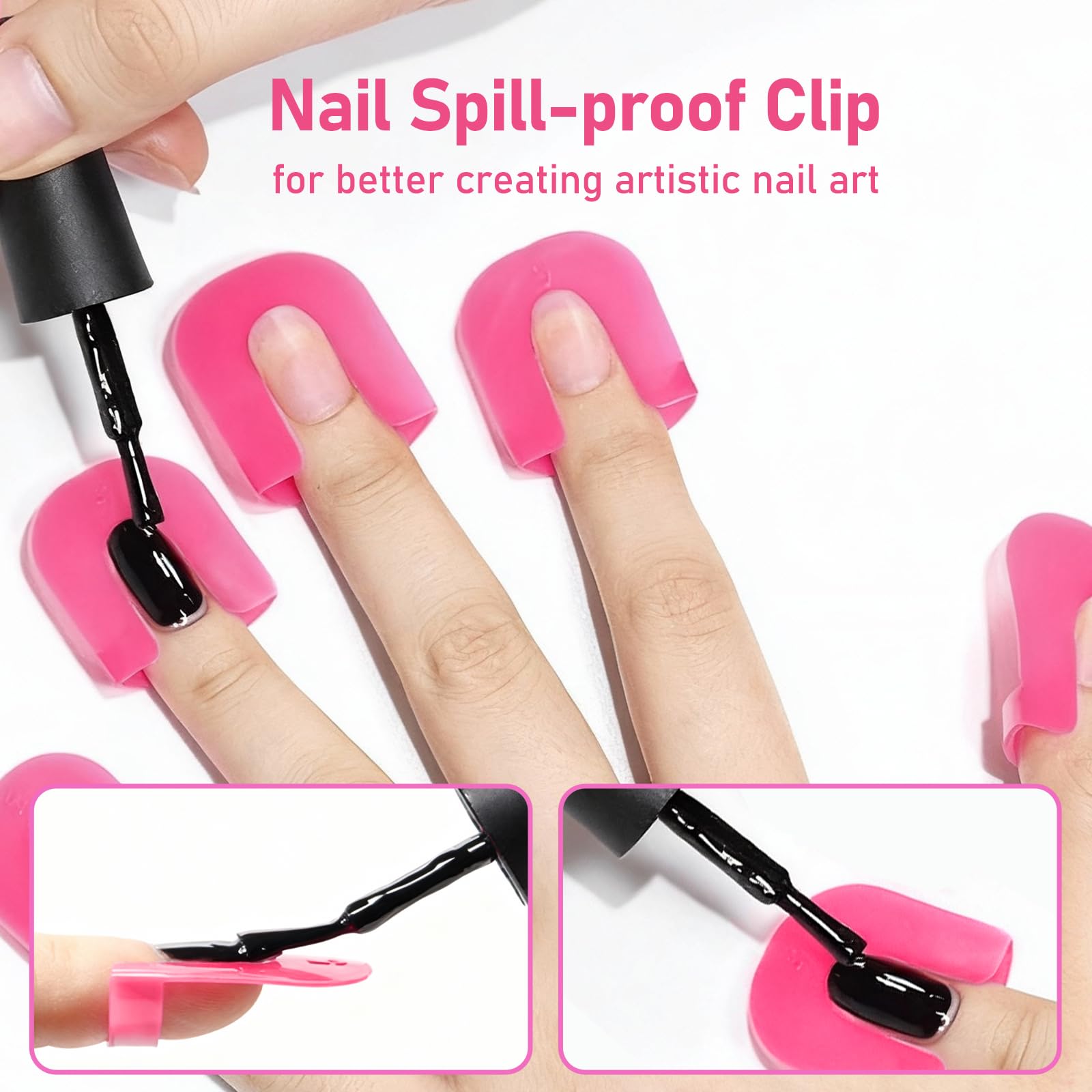 Reusable U-shaped nail art cuticle guard clips for manicure