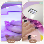 Disposable peel off nail stickers laid out on flat surface