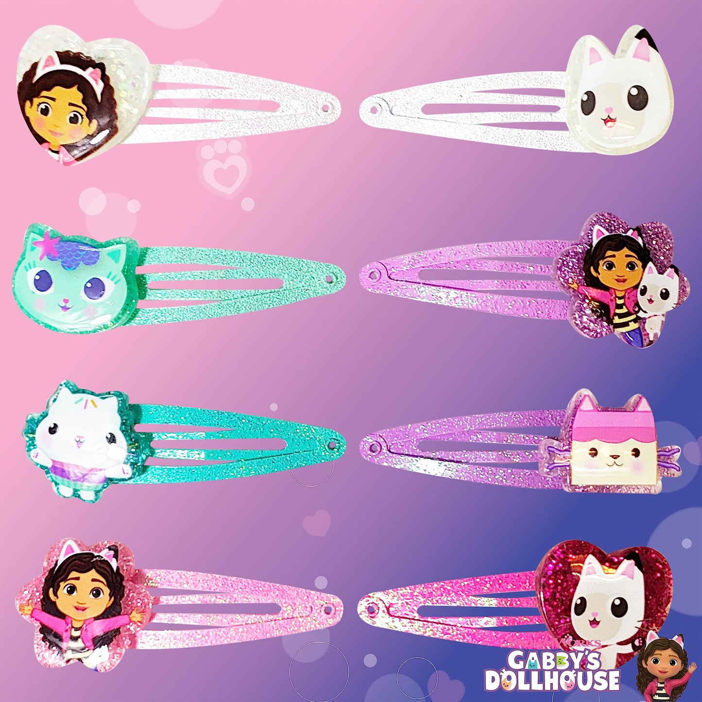 Colorful licensed cartoon character hair clips for girls multi color pack