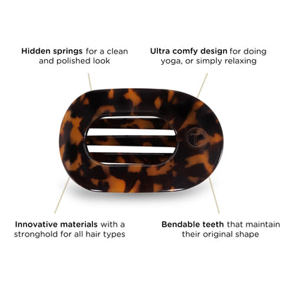 Side profile of the unbreakable nylon hair clip demonstrating how flat it sits against the head.