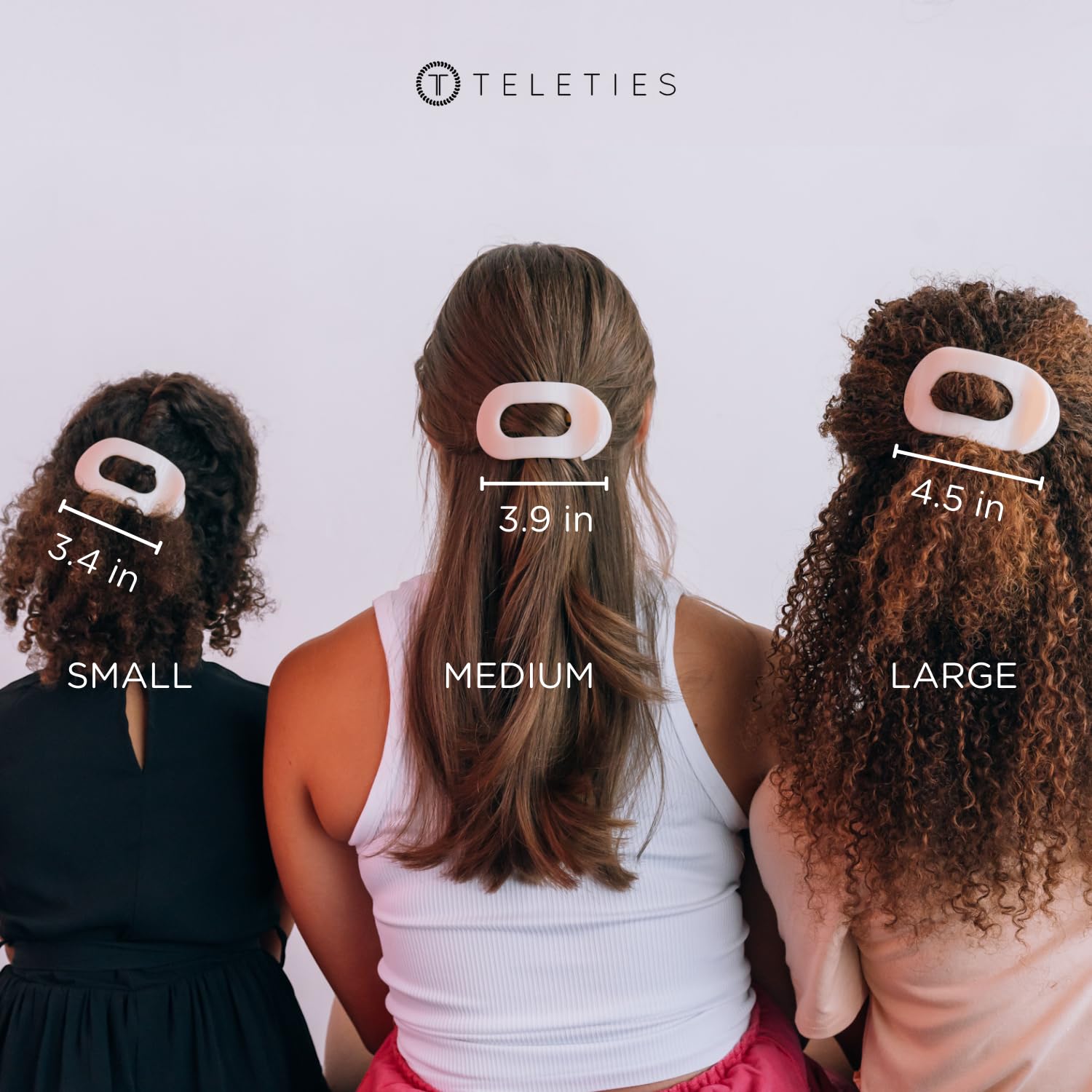 Teleties small flat round hair clip packaging showing the genuine imported USA beauty accessory.