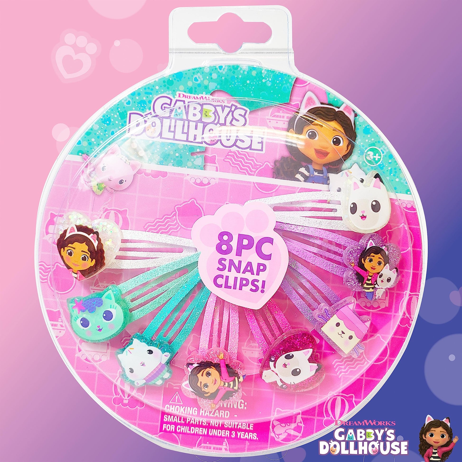 Gabbys Dollhouse themed multi color snap barrettes for young girls grooming