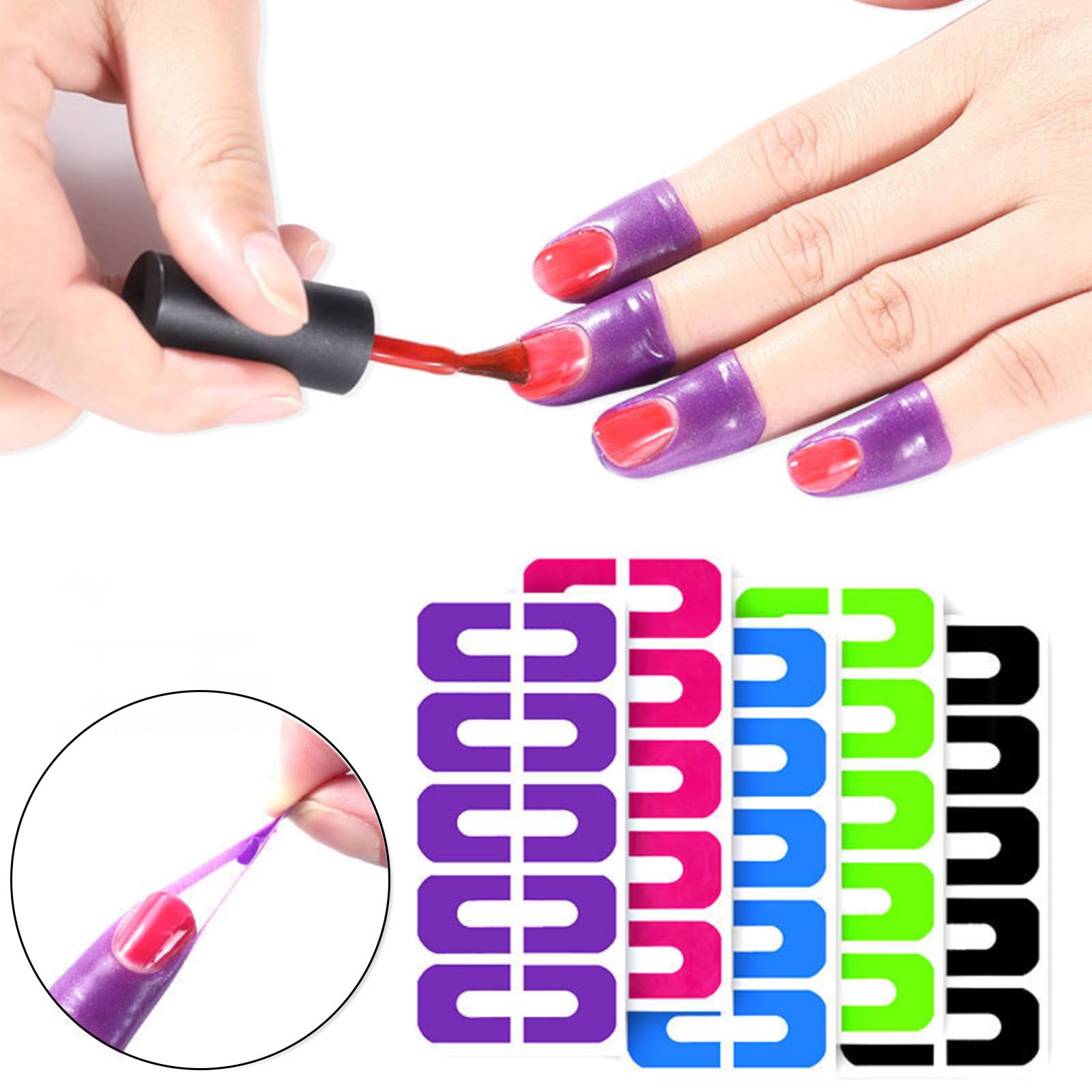 Latex-free spill-proof nail art stencil stickers for gradient painting and stamping guides