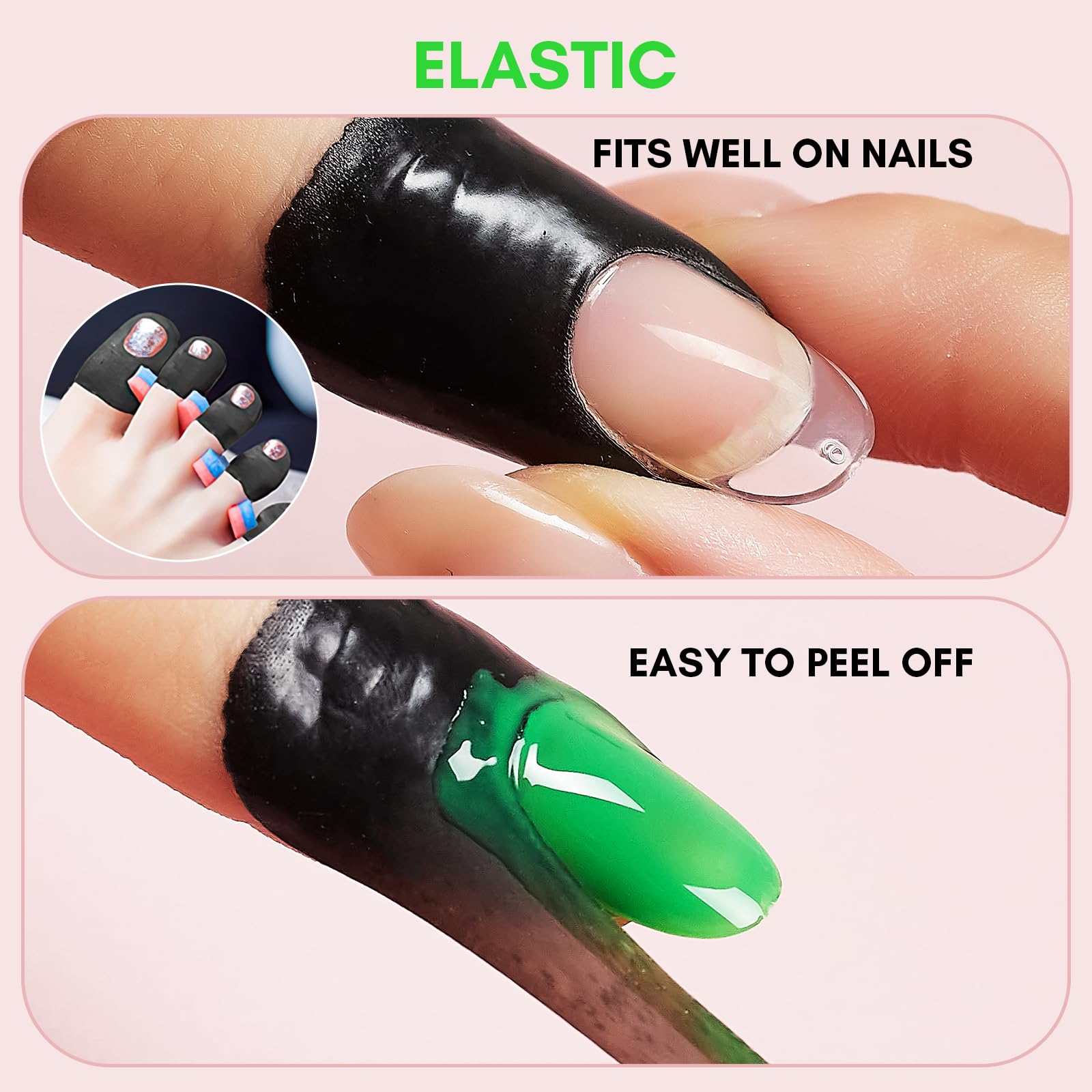 Peeling off the Makartt cuticle protector tape to reveal a clean French tip.