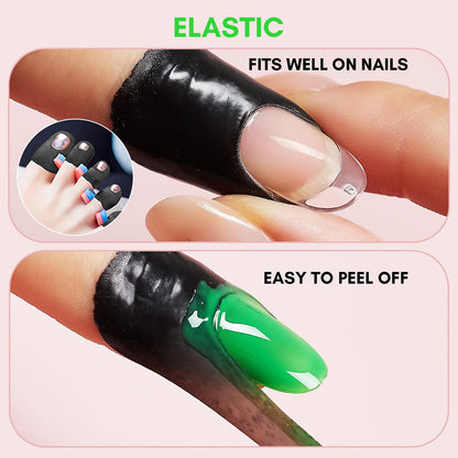 Peeling off the Makartt cuticle protector tape to reveal a clean French tip.