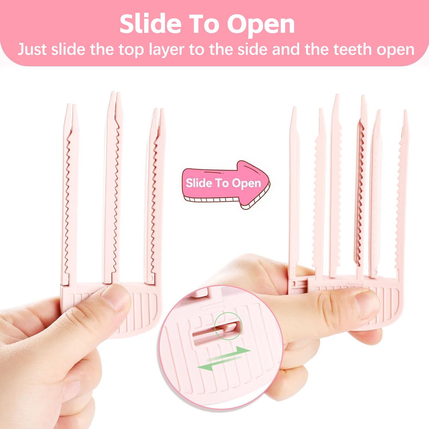 Side view of pink hair volumizer comb clips