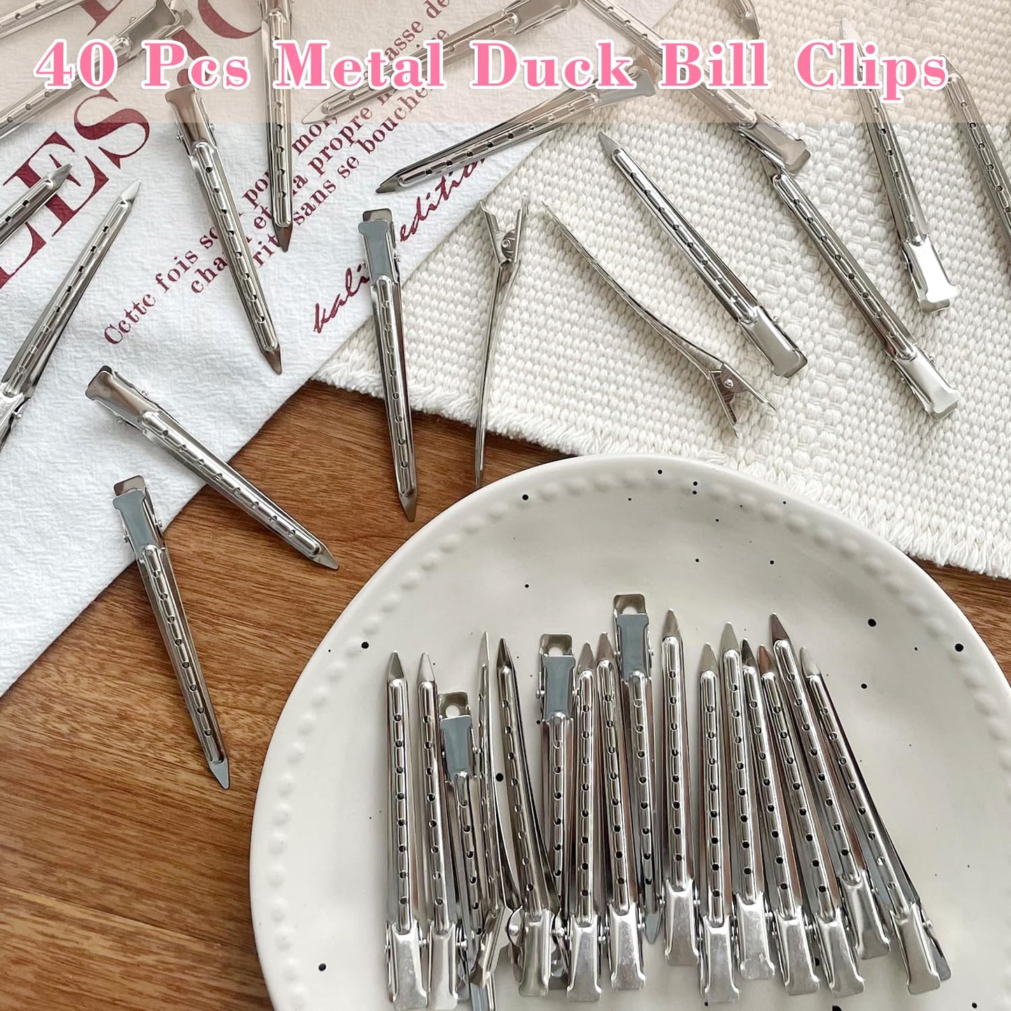 Pack of forty pieces metal curl clips for thick and thin hair