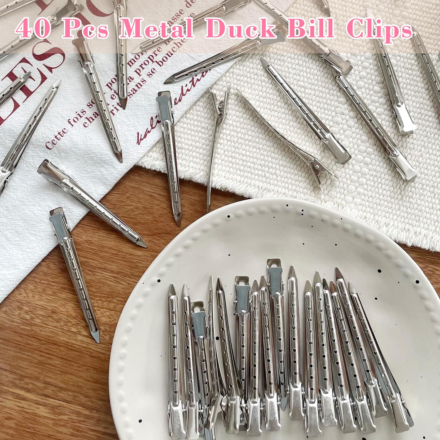 Pack of forty pieces metal curl clips for thick and thin hair