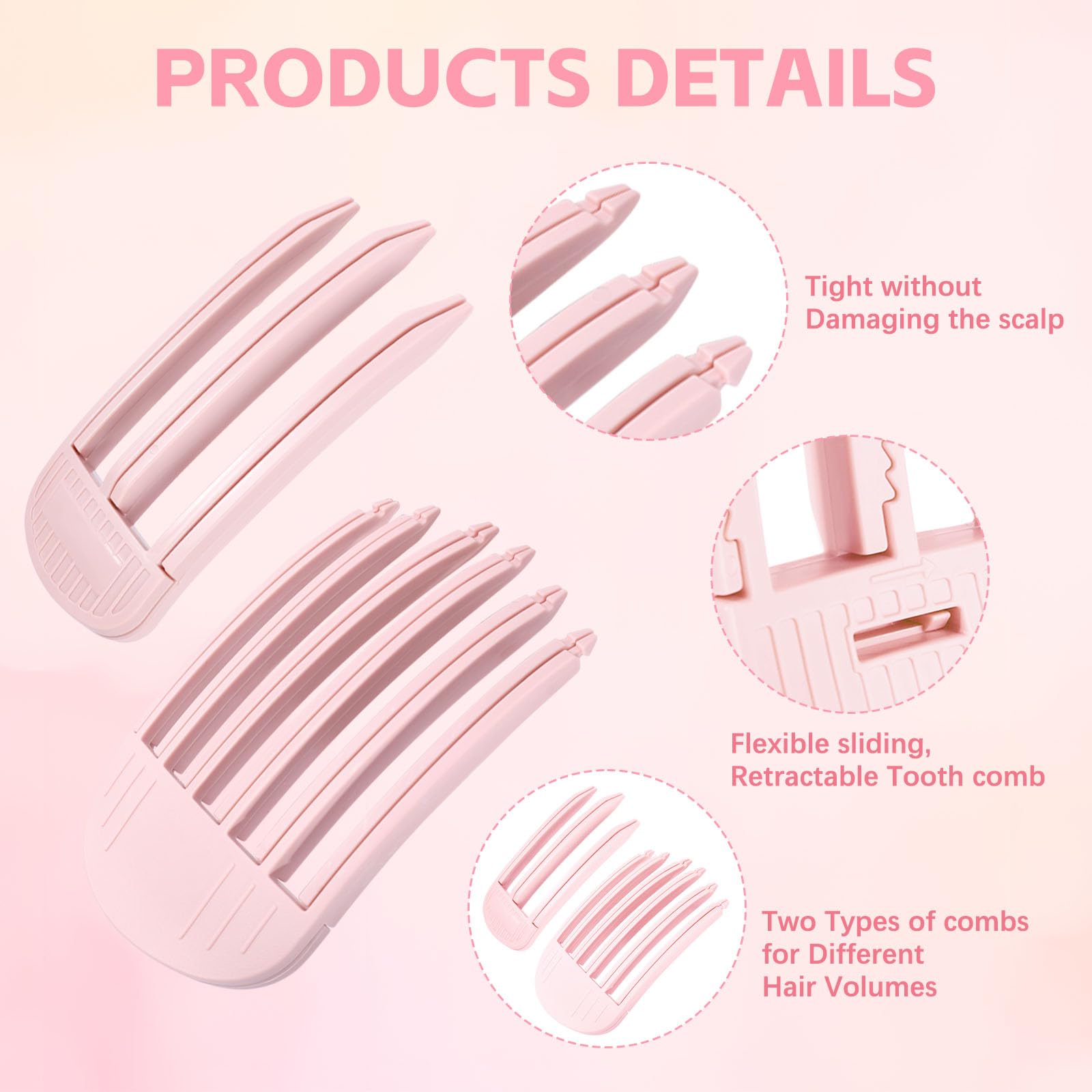 Premium plastic hair volume styling tools in pink