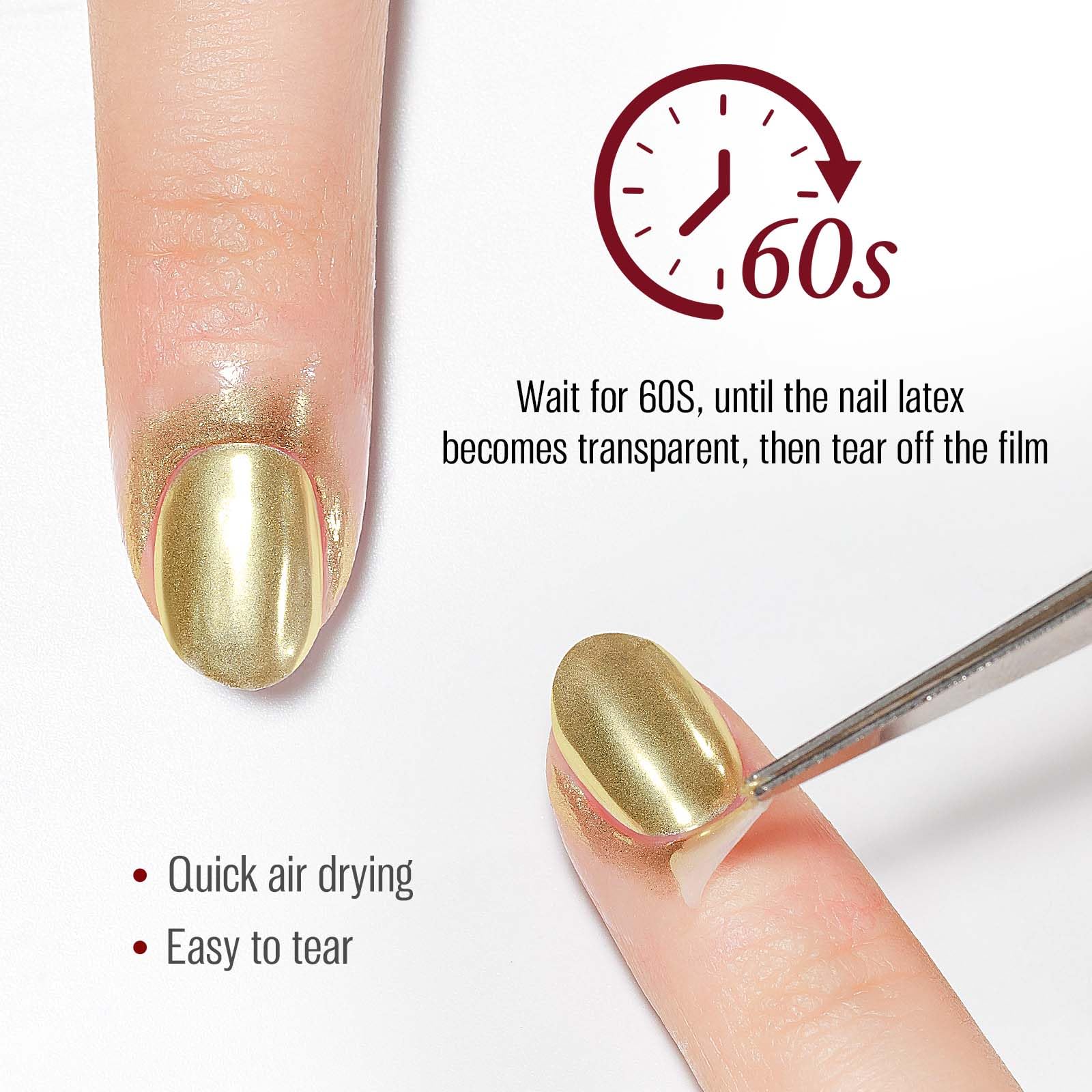 Peeling off the PUEEN cuticle guard in one clean piece after messy nail stamping