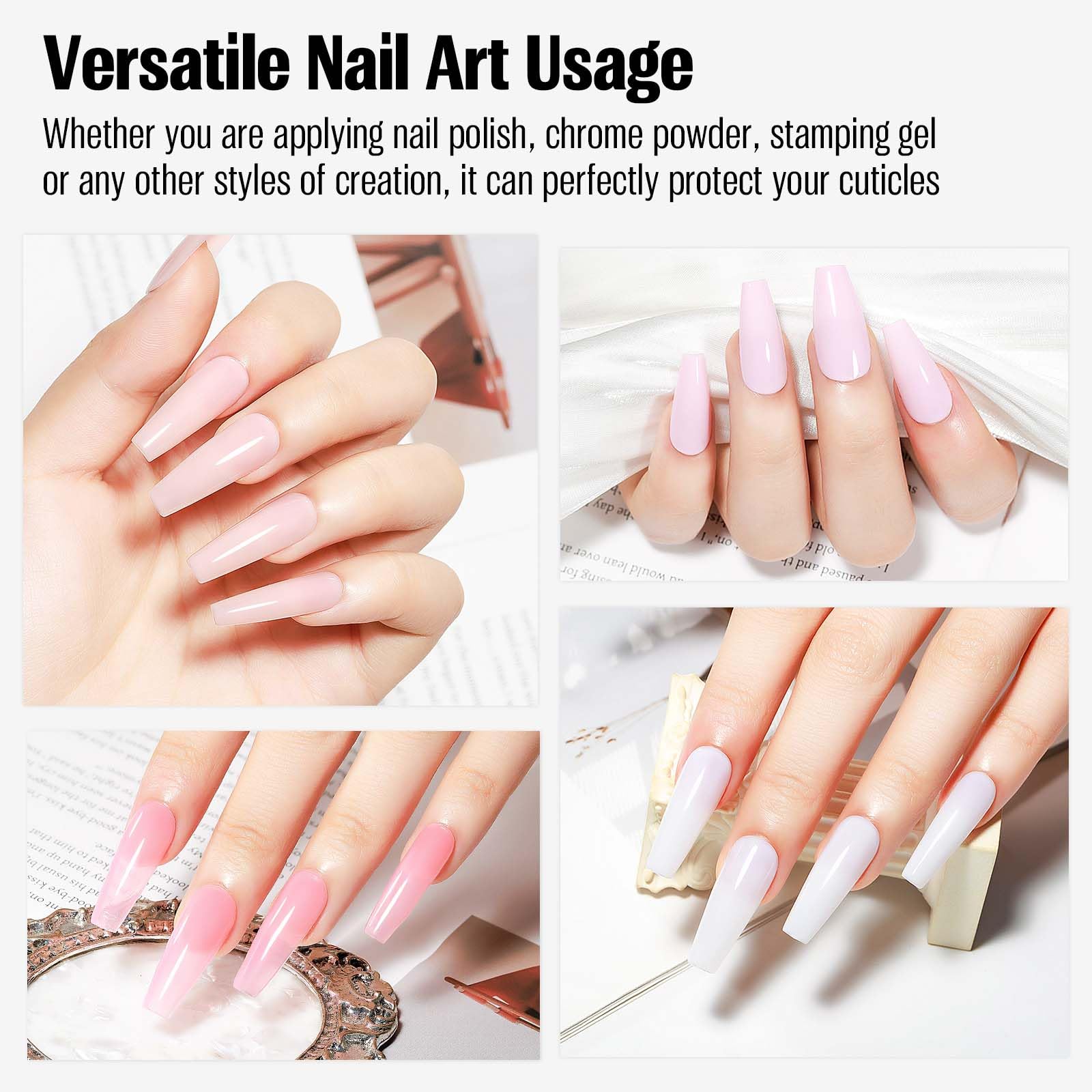 Before and after comparison of messy nail painting cleaned perfectly with peel off tape