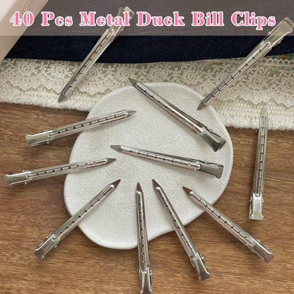 Convex curved silver metal hair accessories preventing hair breakage