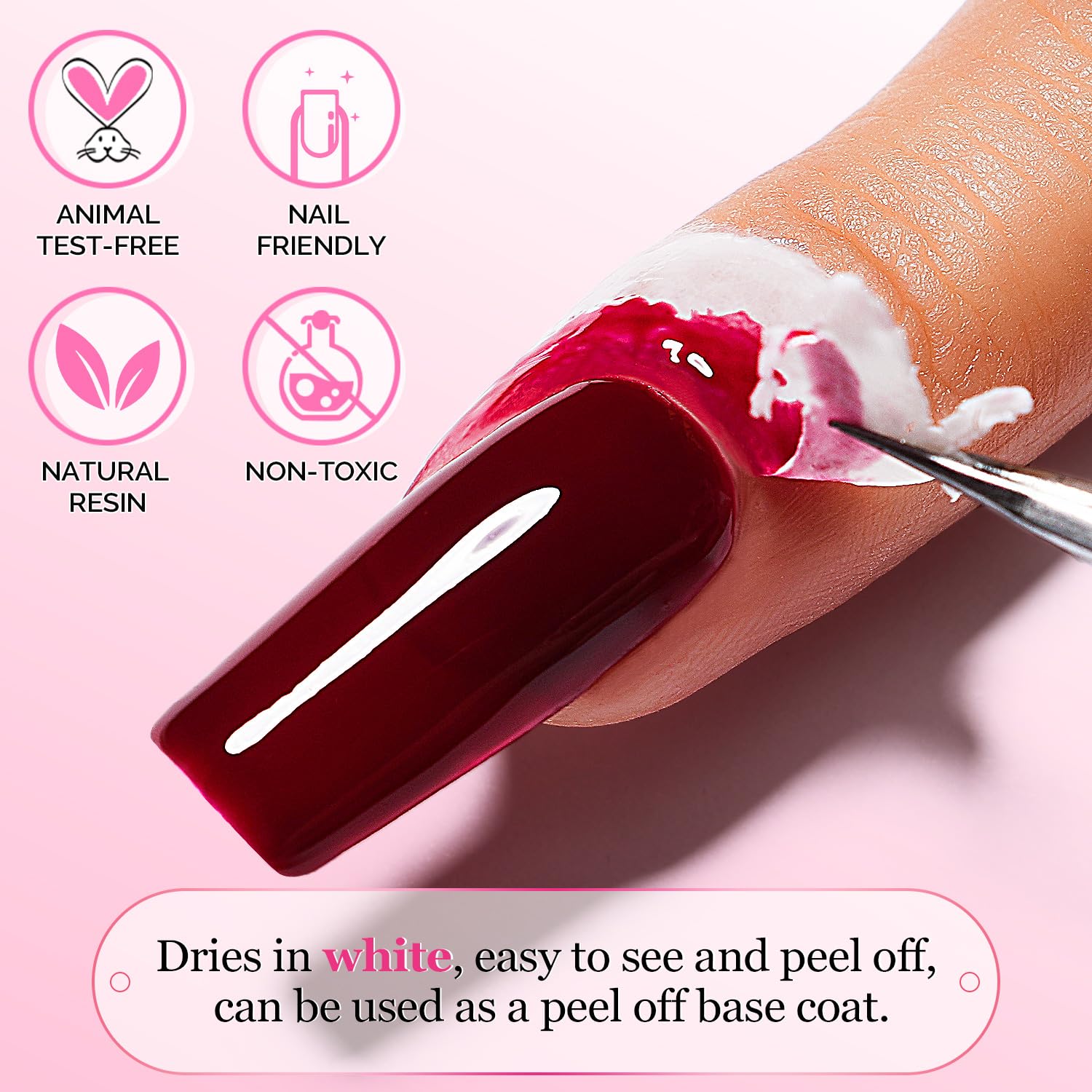 White peel off cuticle guard being applied around the fingernail