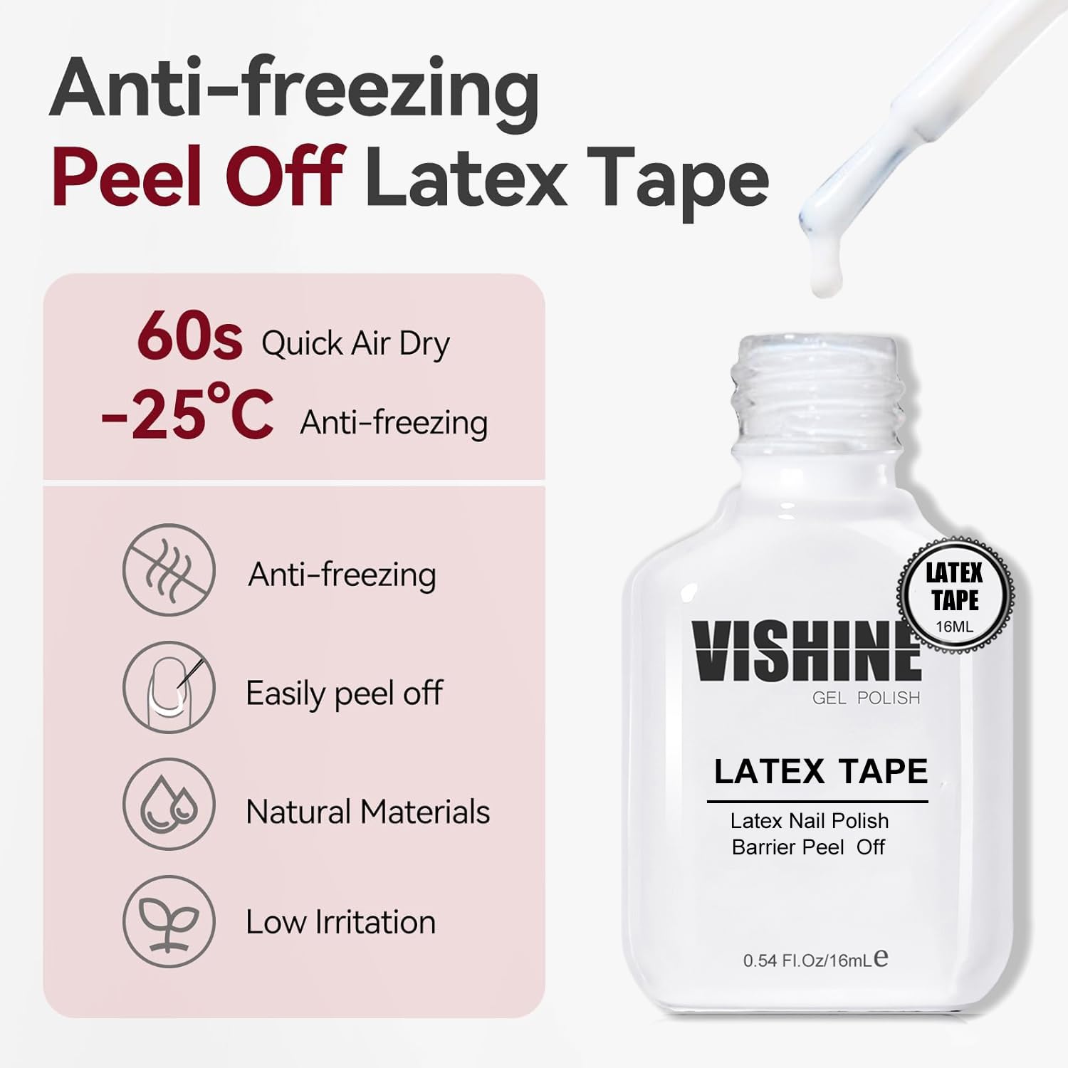 Vishine Peel Off Cuticle Guard being applied with a brush around the nail bed