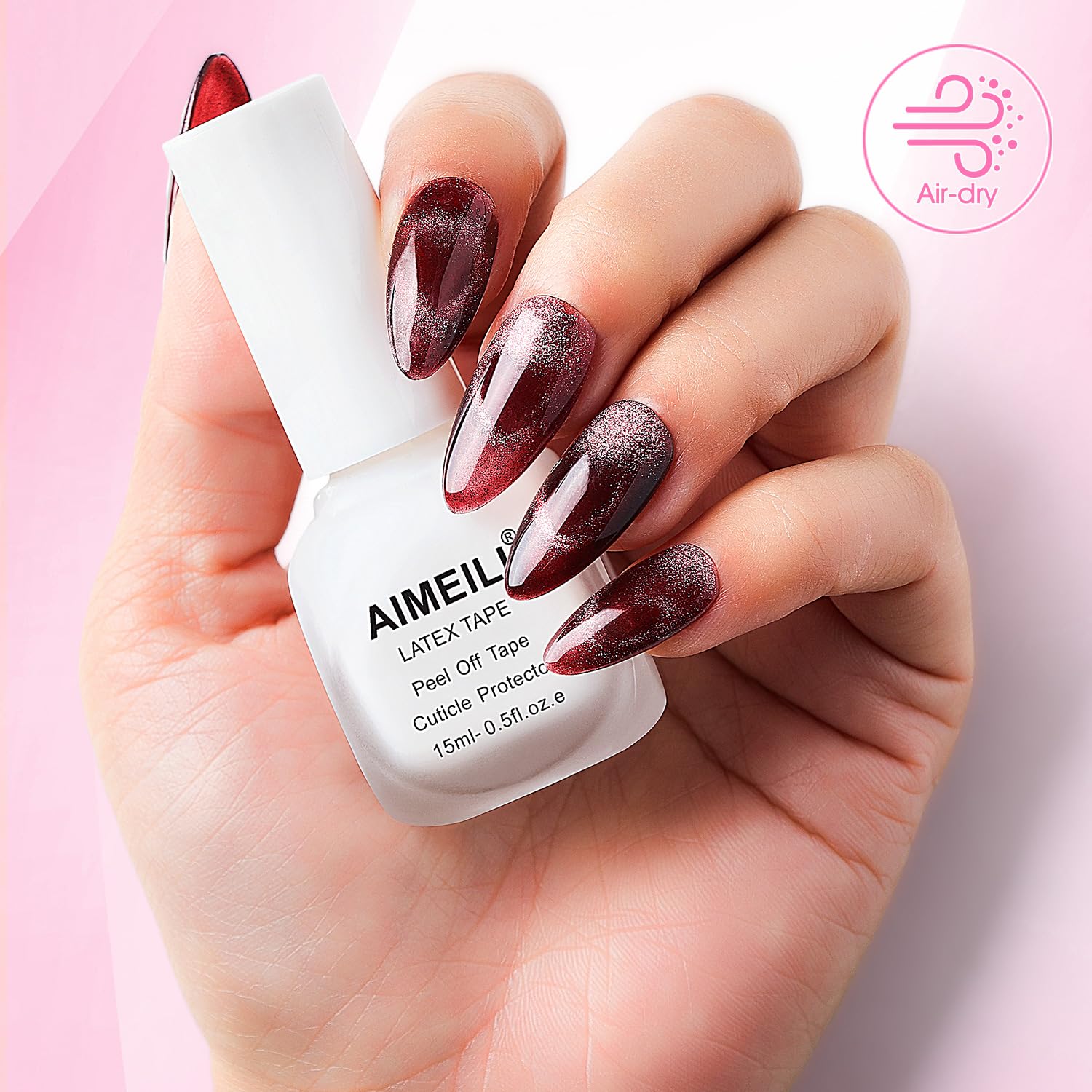 AIMEILI 15ml liquid latex nail polish barrier bottle packaging close up