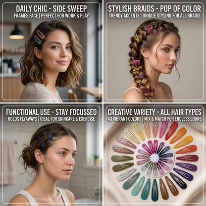 Demonstration of the secure snap mechanism on SWSTINLING hair barrettes for kids and women