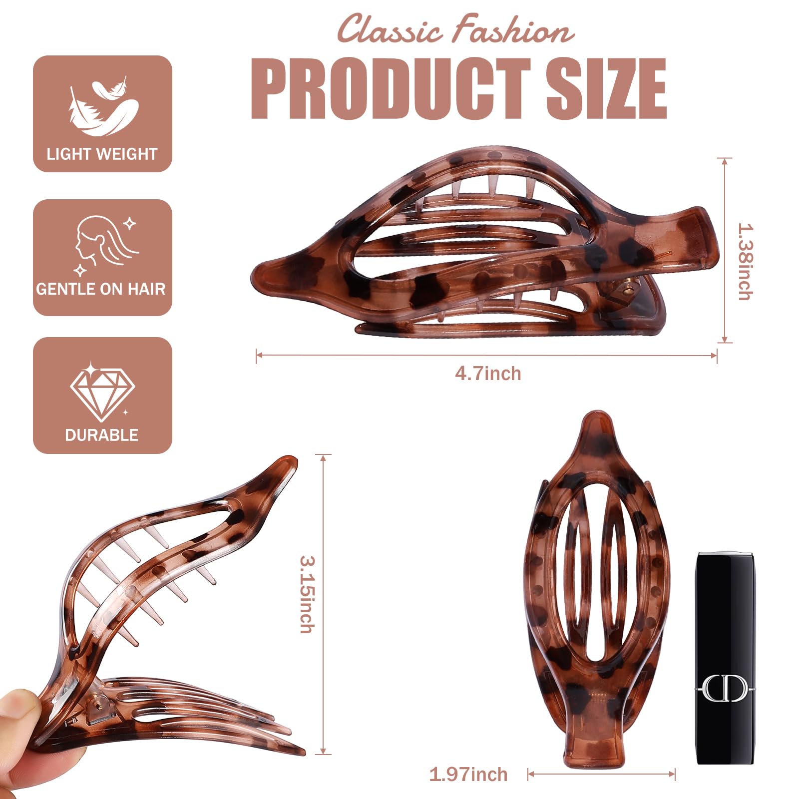 Side profile of Usdnice flat hair accessory