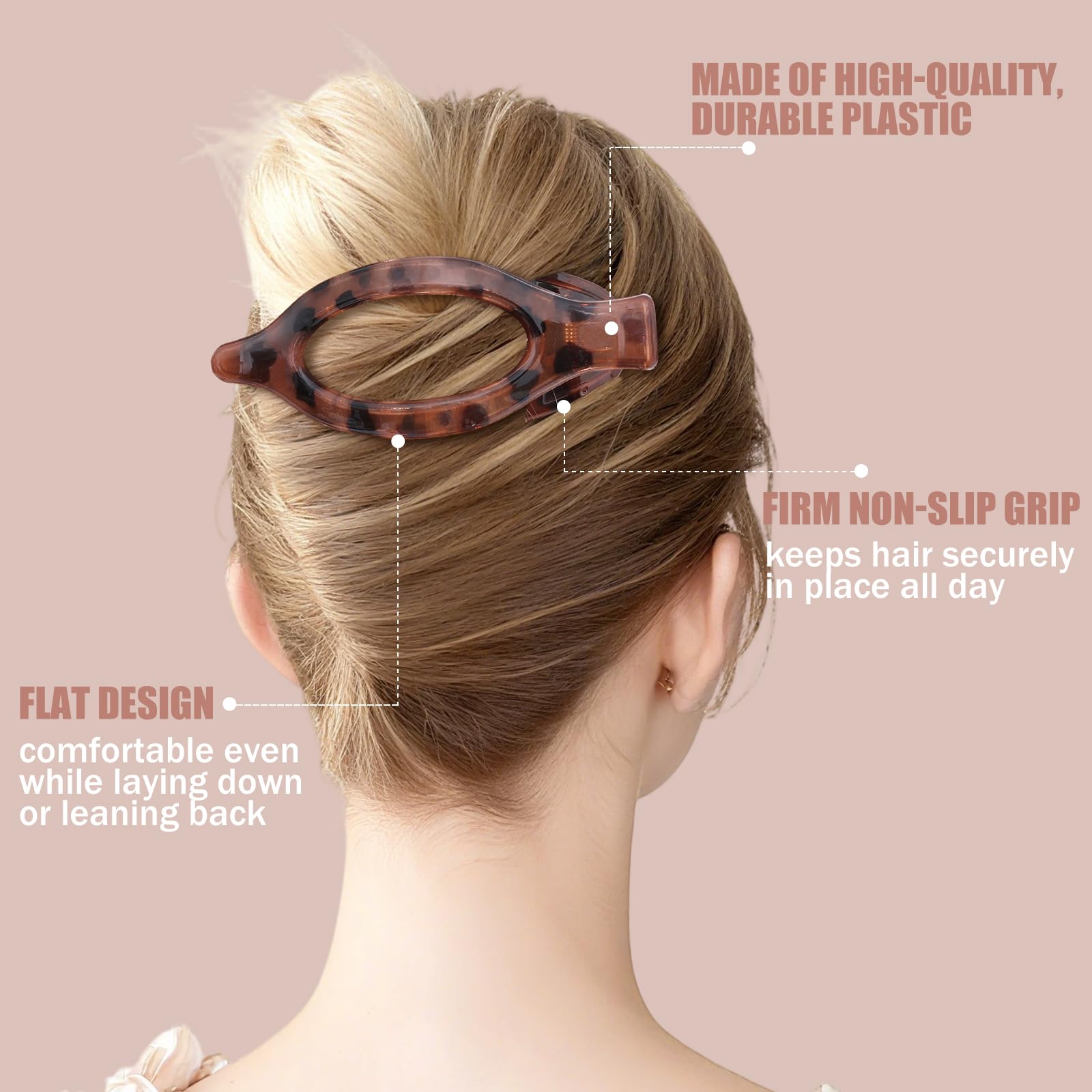Transparent flat hair clips displayed on white background