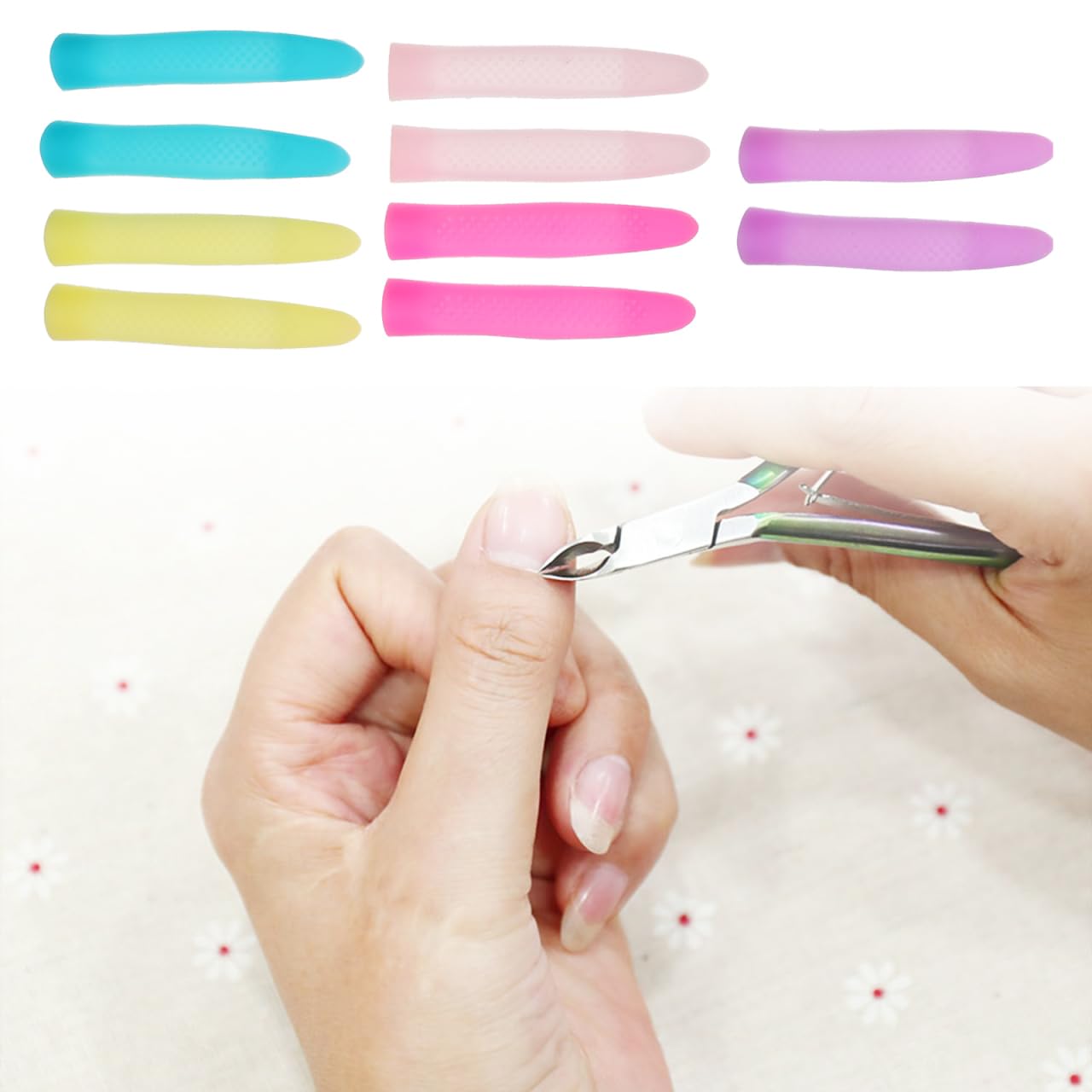 Mipcase silicone trimmer handle covers laid out showing flexible material and dimensions