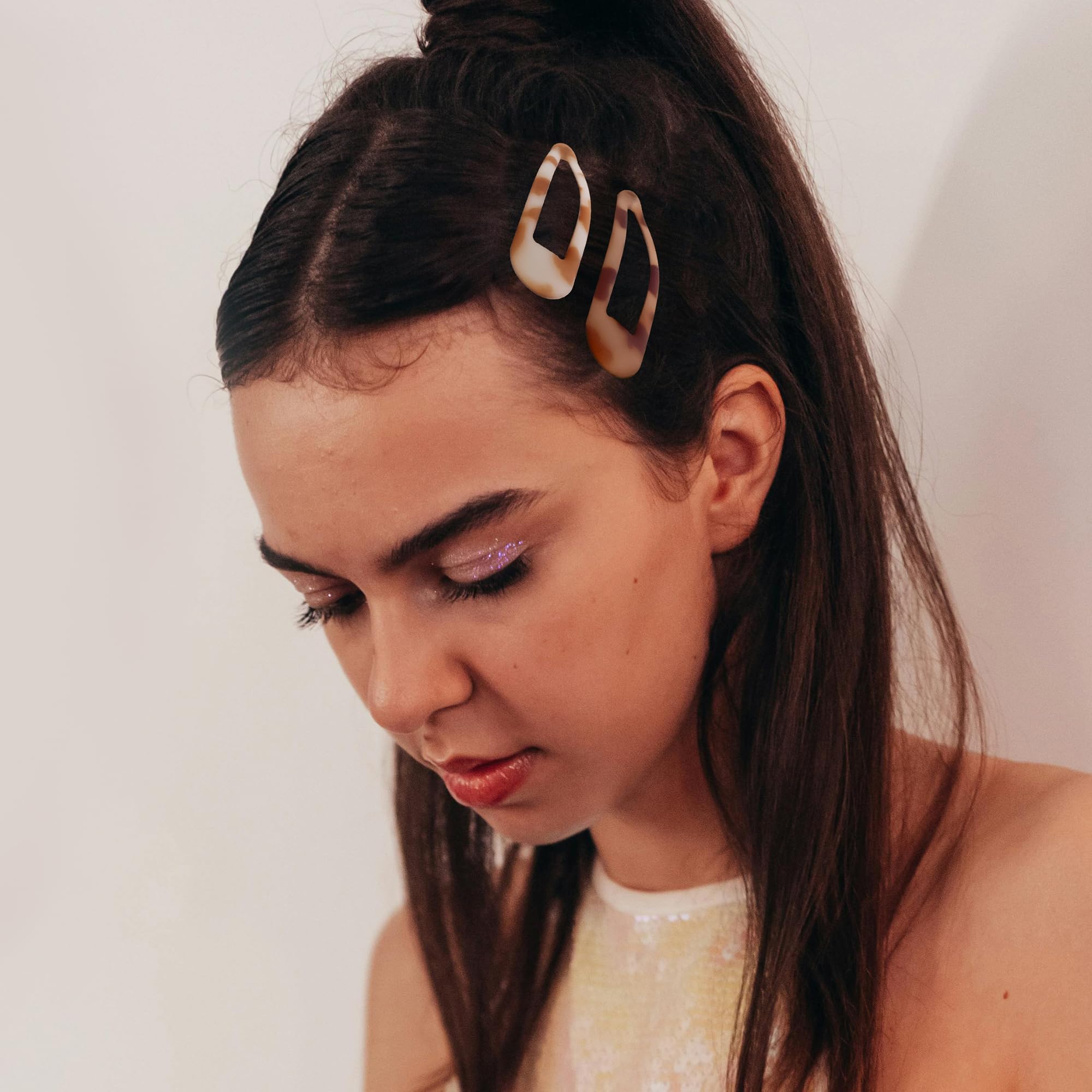 Top view of Cptots small metal hair barrettes for women