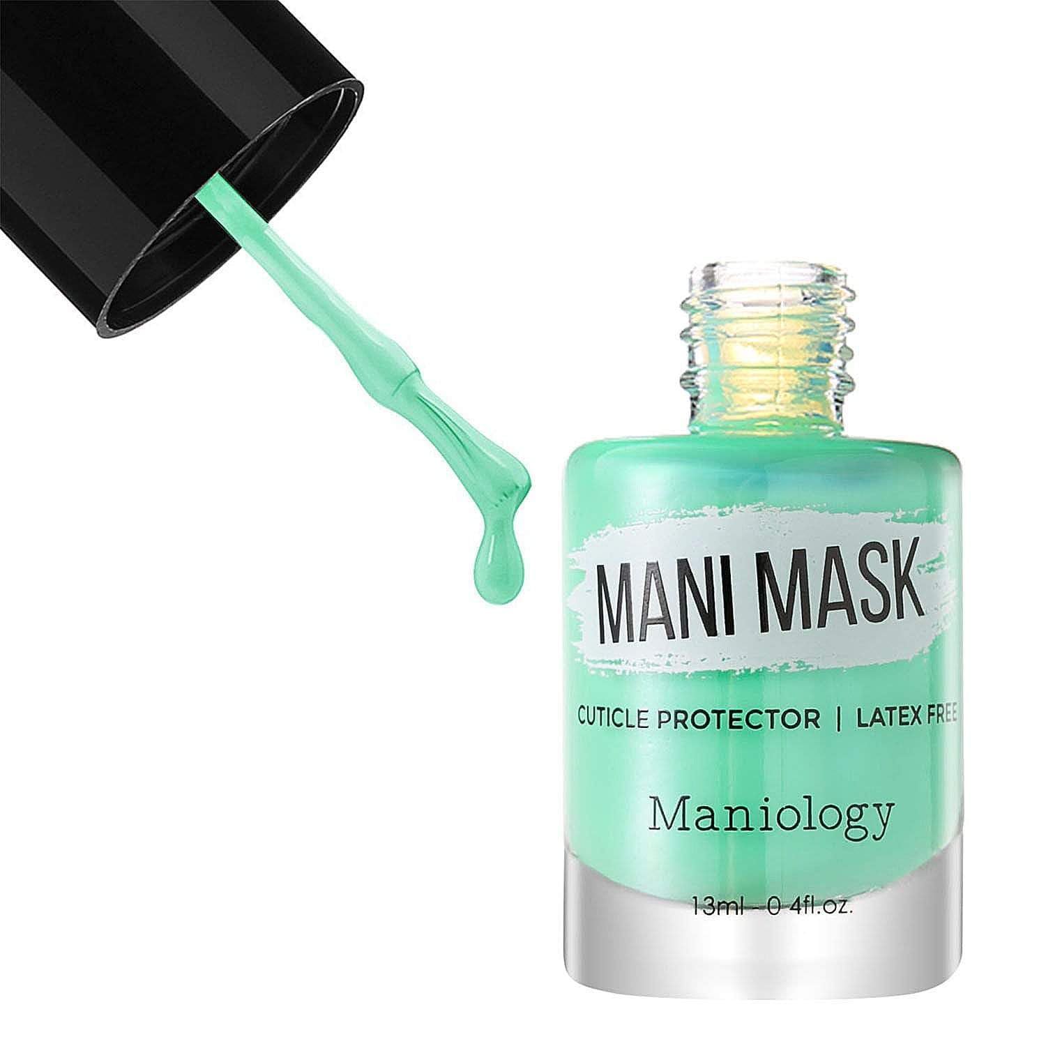 Peeling away the transparent Mani Mask film from the cuticle after a finished nail stamping session