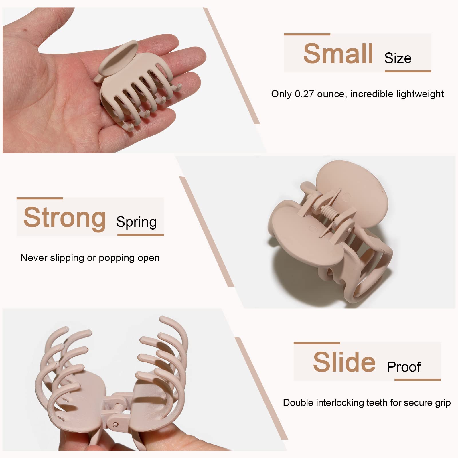 Close up look at the specialized double row teeth design of the FAMEZA matte hair clamp.