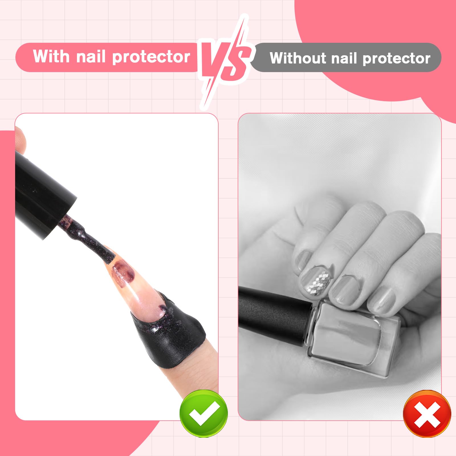 Close up of Cobee skin barrier peel off tape applied around a finger cuticle for spill proof manicures