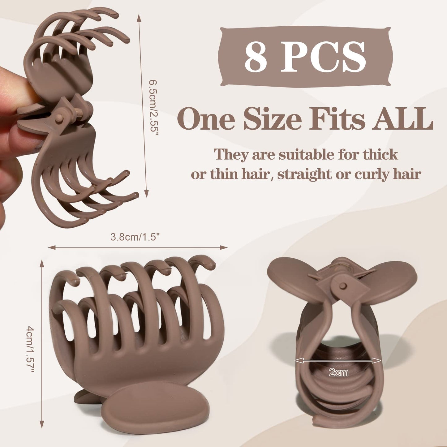 Side view of FAMEZA small matte claw clip showing durable resin material and compact size.