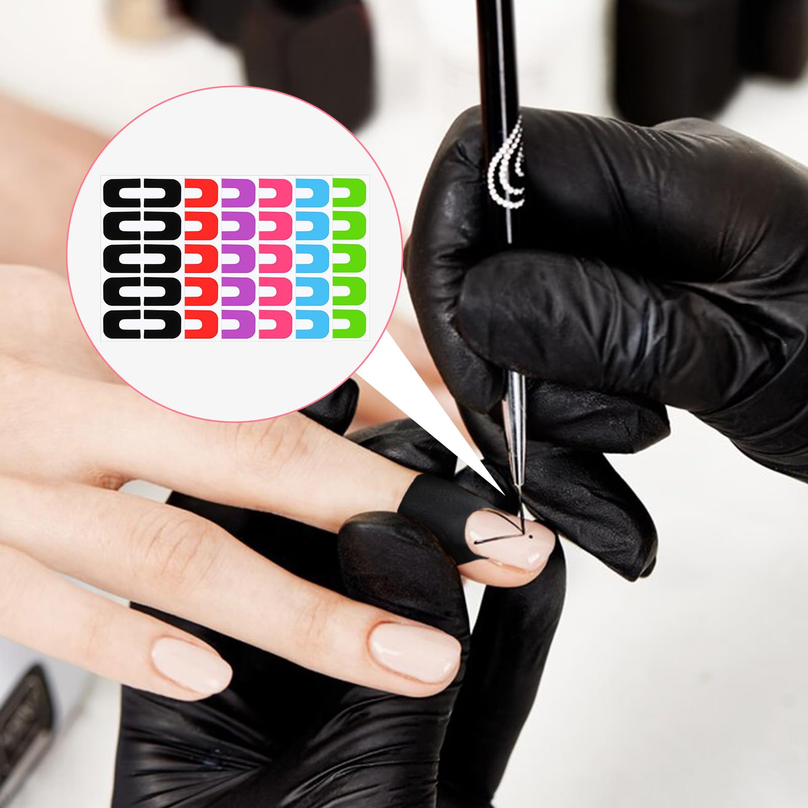 Cobee nail accessories pack containing 120 individual pieces of multi-color finger edge protection stickers