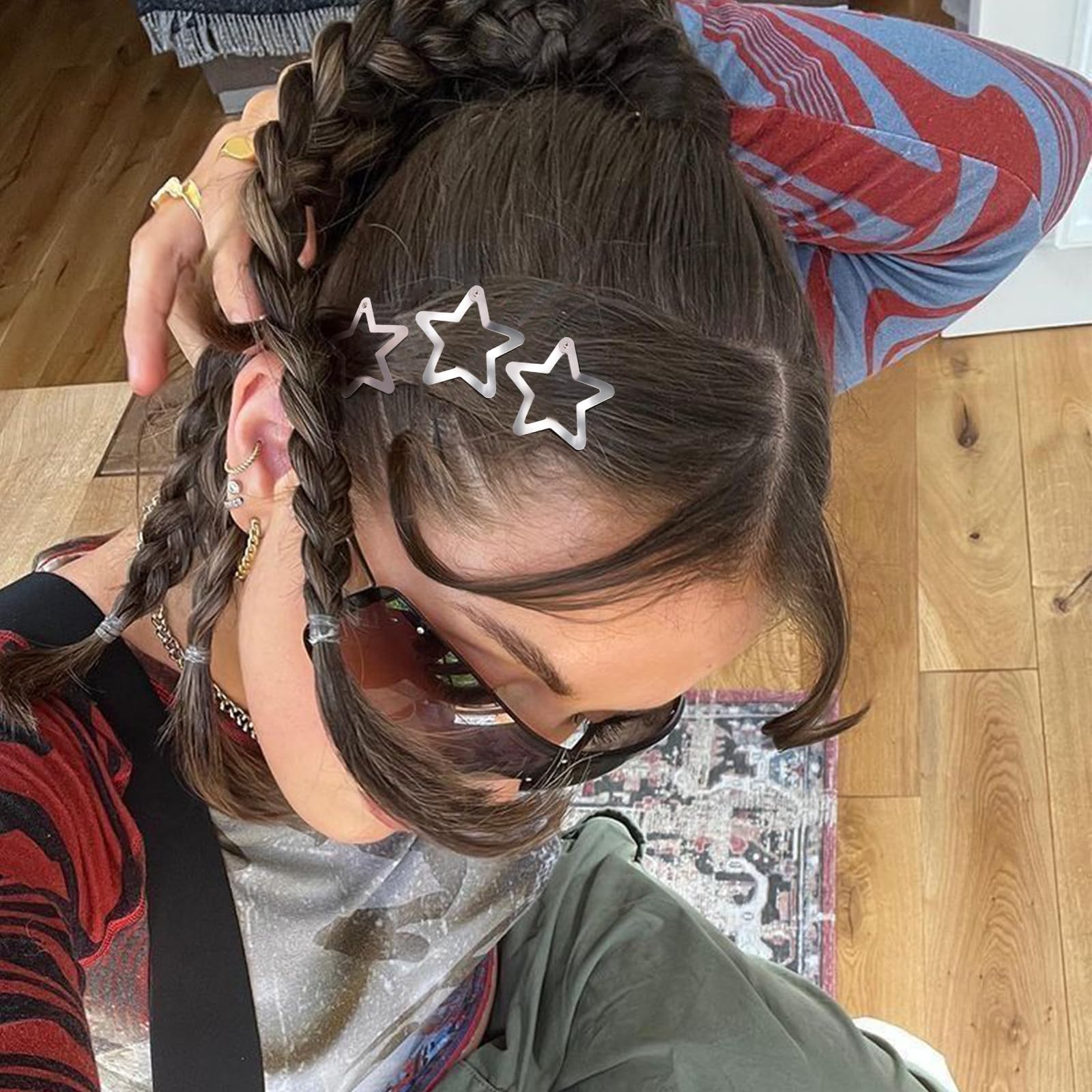 Close up of premium quality metal alloy star hair pins.