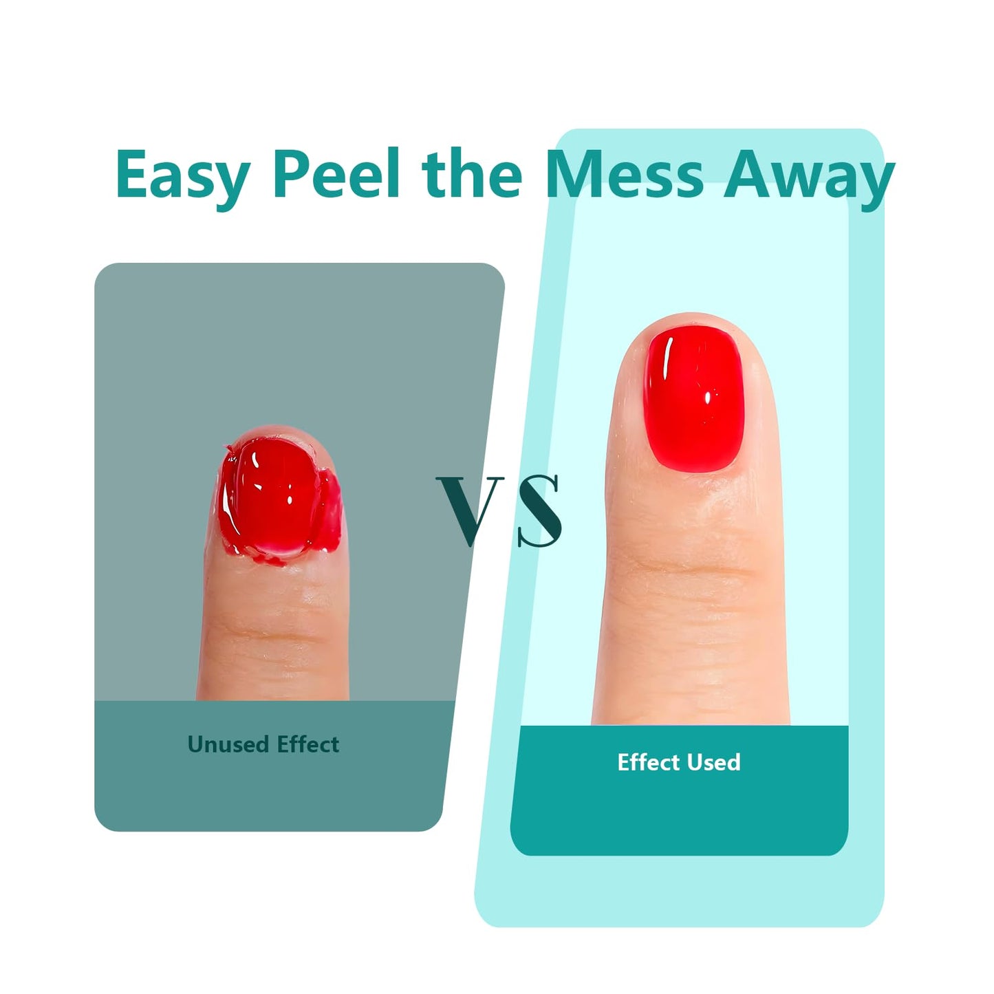 Clean edge manicure results achieved using the soft gel white latex skin protector barrier