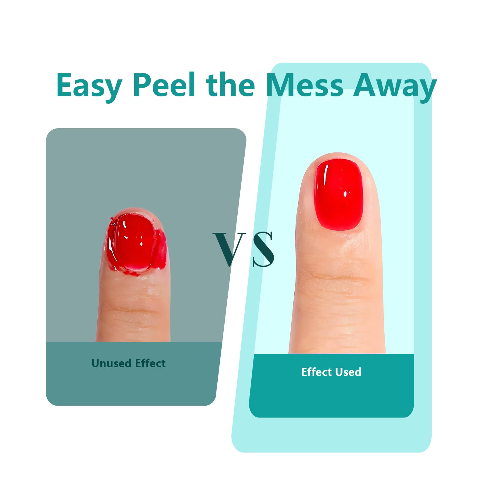 Clean edge manicure results achieved using the soft gel white latex skin protector barrier