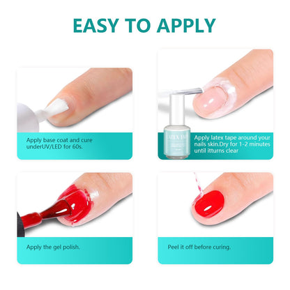 Applying the liquid latex tape onto finger cuticles using the built in precision brush applicator