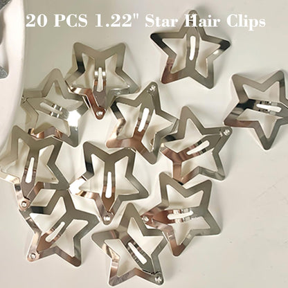 Packaging layout of the imported twenty piece star hair accessories set for girls.