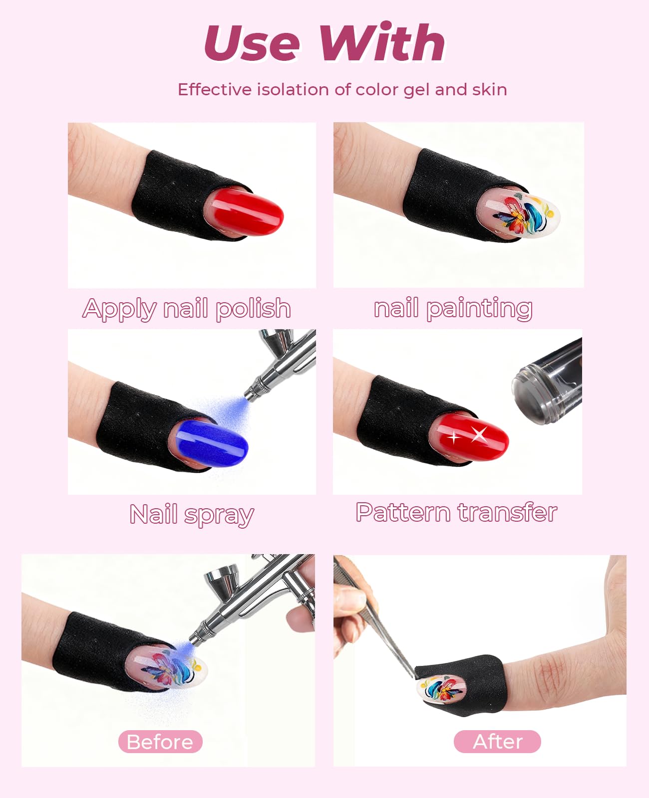 Close up of U shape nail polish protector on finger