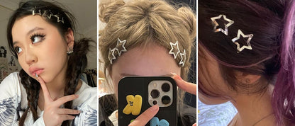 Comparison view demonstrating the secure non-slip hold of the star clip on fine hair.