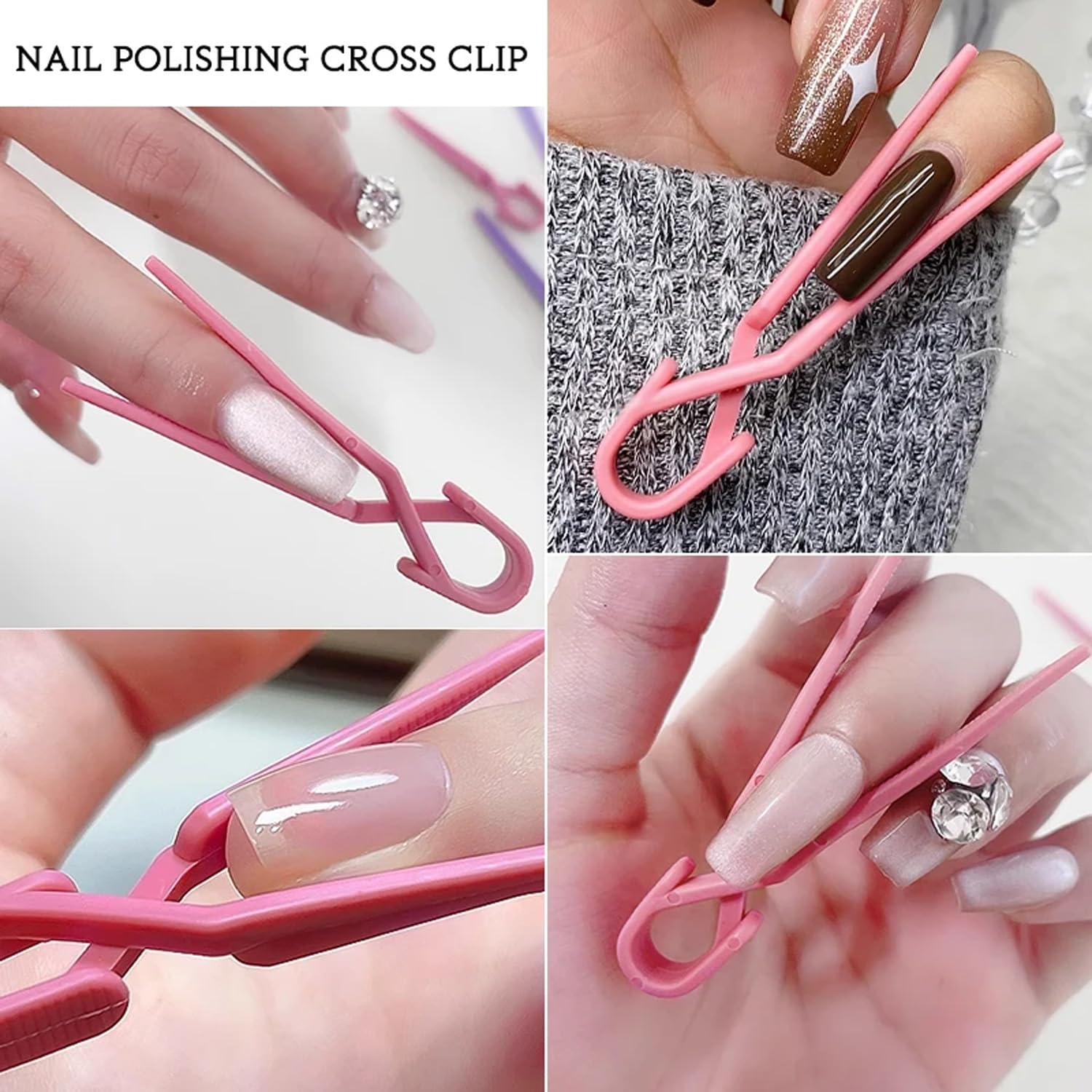 Close up view of the 2.4 inch durable acrylic nail art clamps.