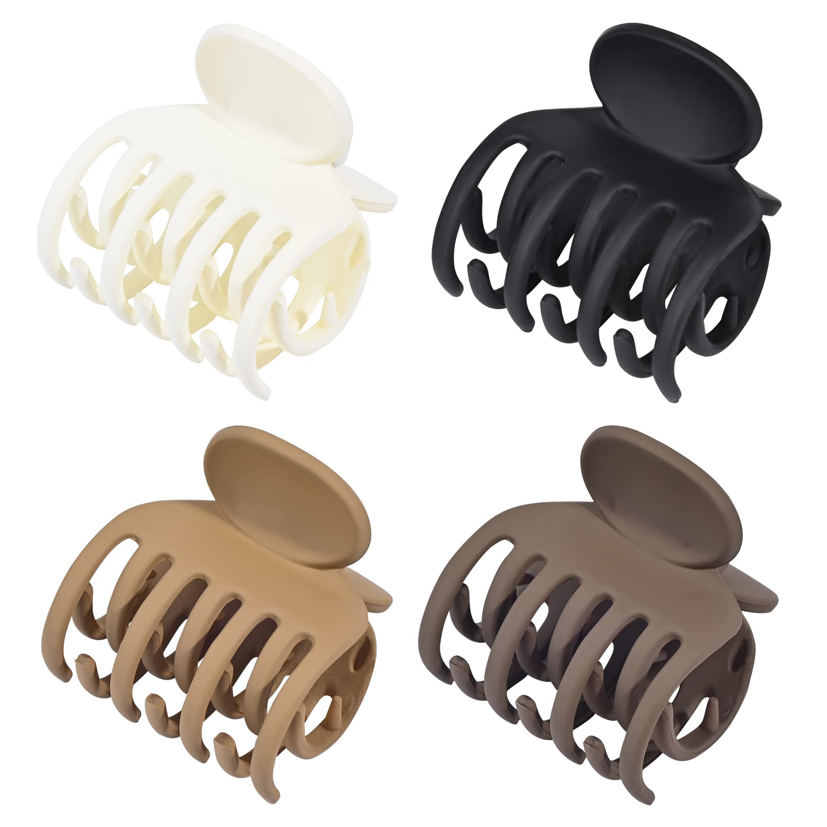 Four pack of neutral colored matte hair accessories for styling thin fine hair