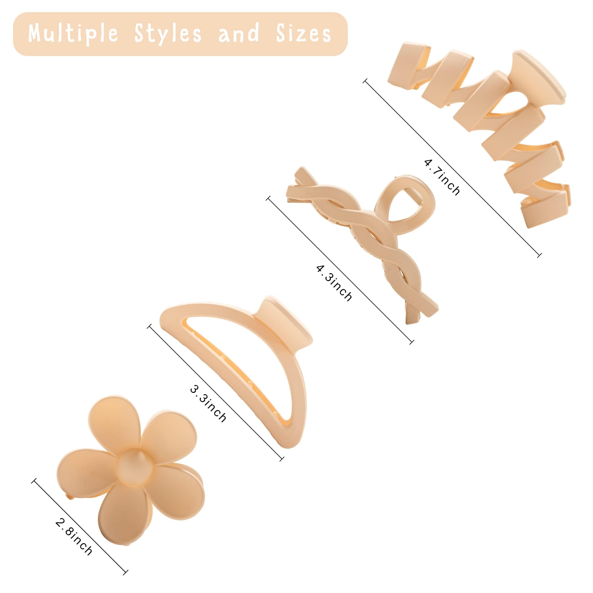 Matte finish beige and off white flower hair clutches displayed together
