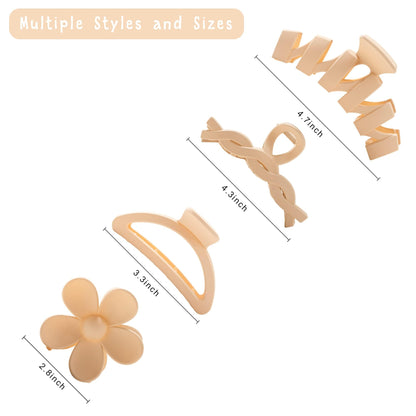 Matte finish beige and off white flower hair clutches displayed together