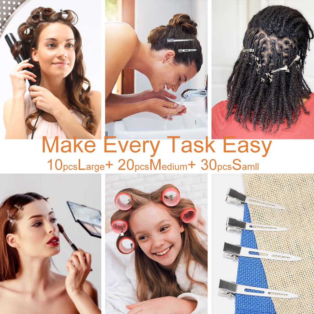 HiJeaton professional steel sectioning clips pack demonstrating strong grip on thick hair