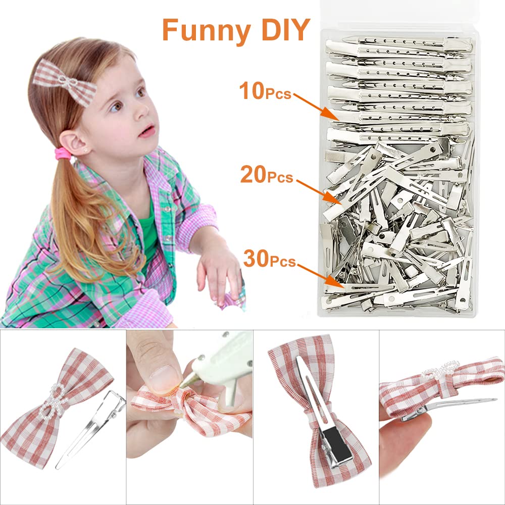 HiJeaton single prong alligator clips being used for DIY bow making hardware