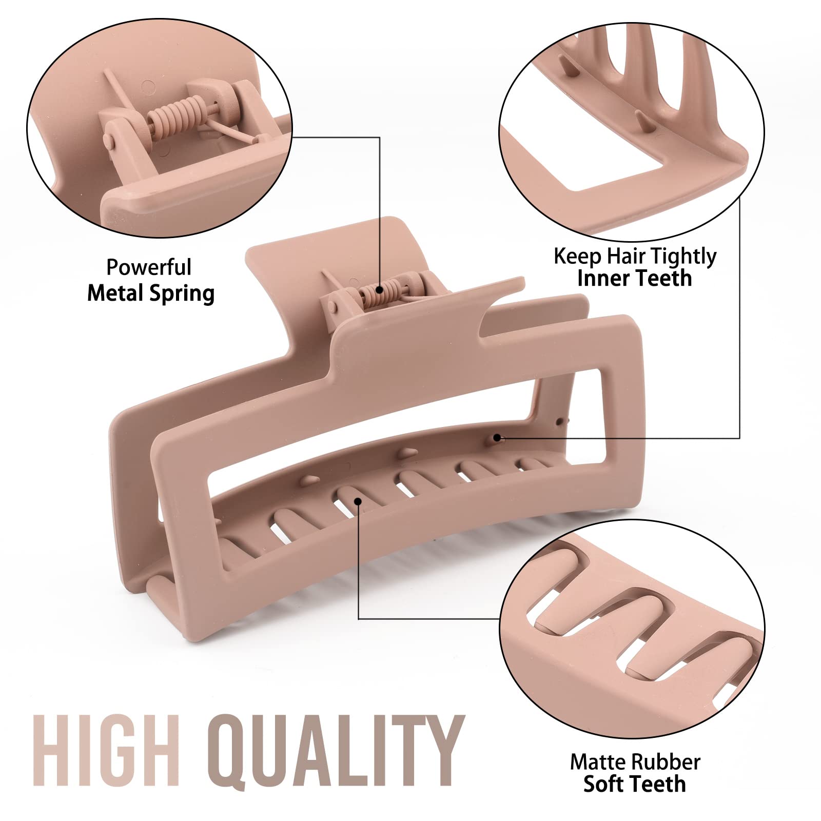 Jumbo non slip matte finish hair accessories pack from side angle