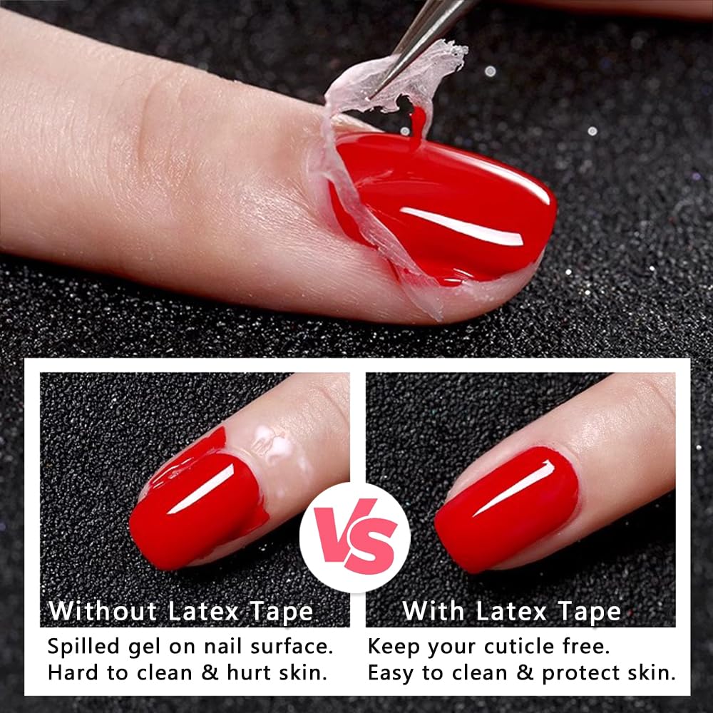 Pink liquid latex nail polish barrier being brushed onto the cuticle area